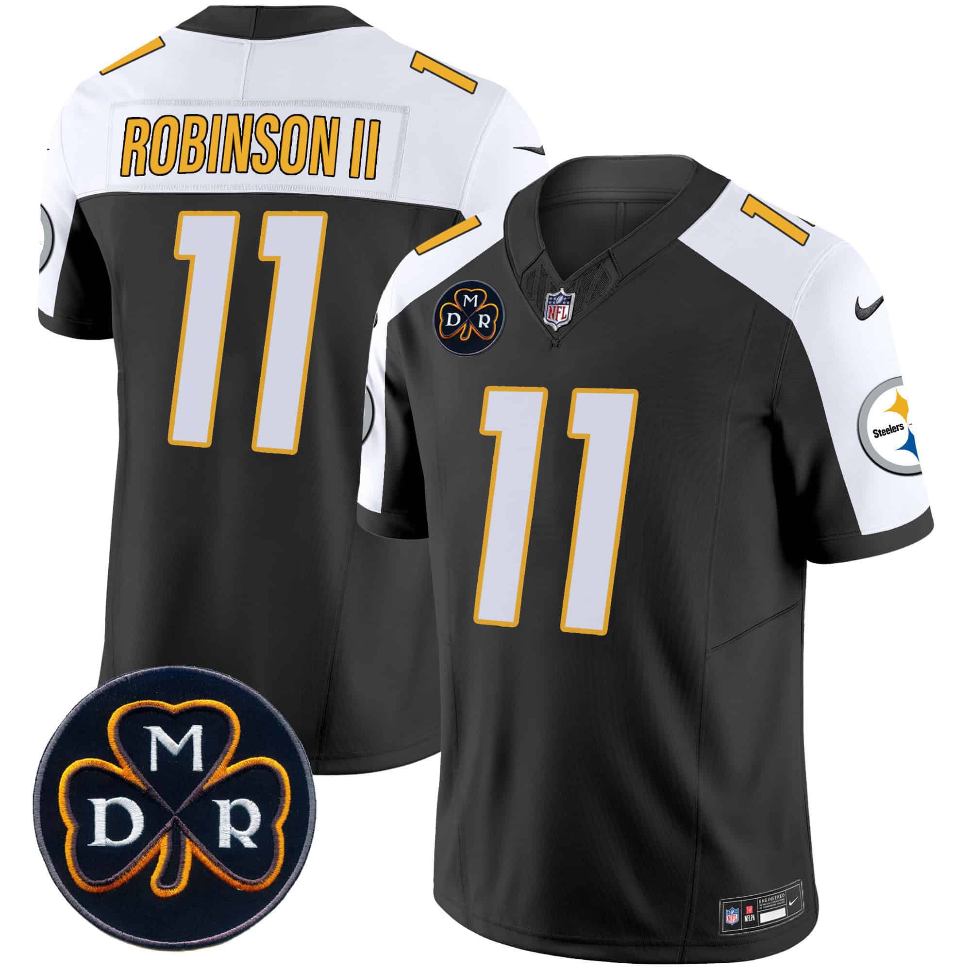 Men Pittsburgh Steelers 11 Robinson ii Black 2024 Nike DMR Patch Vapor Limited NFL Jersey style 1